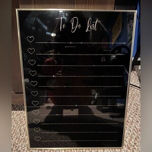 Brand New black dry-erase "To Do List" board with a gold frame and glittery text